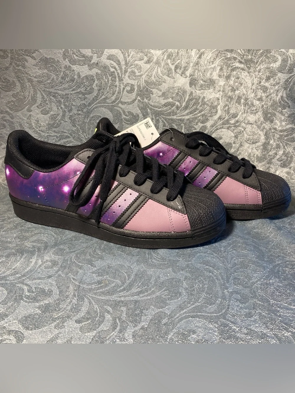 Rare ADIDAS Superstar J Galactic Galaxy Purple Sneakers - Youth 6, Women 7.5 NWT